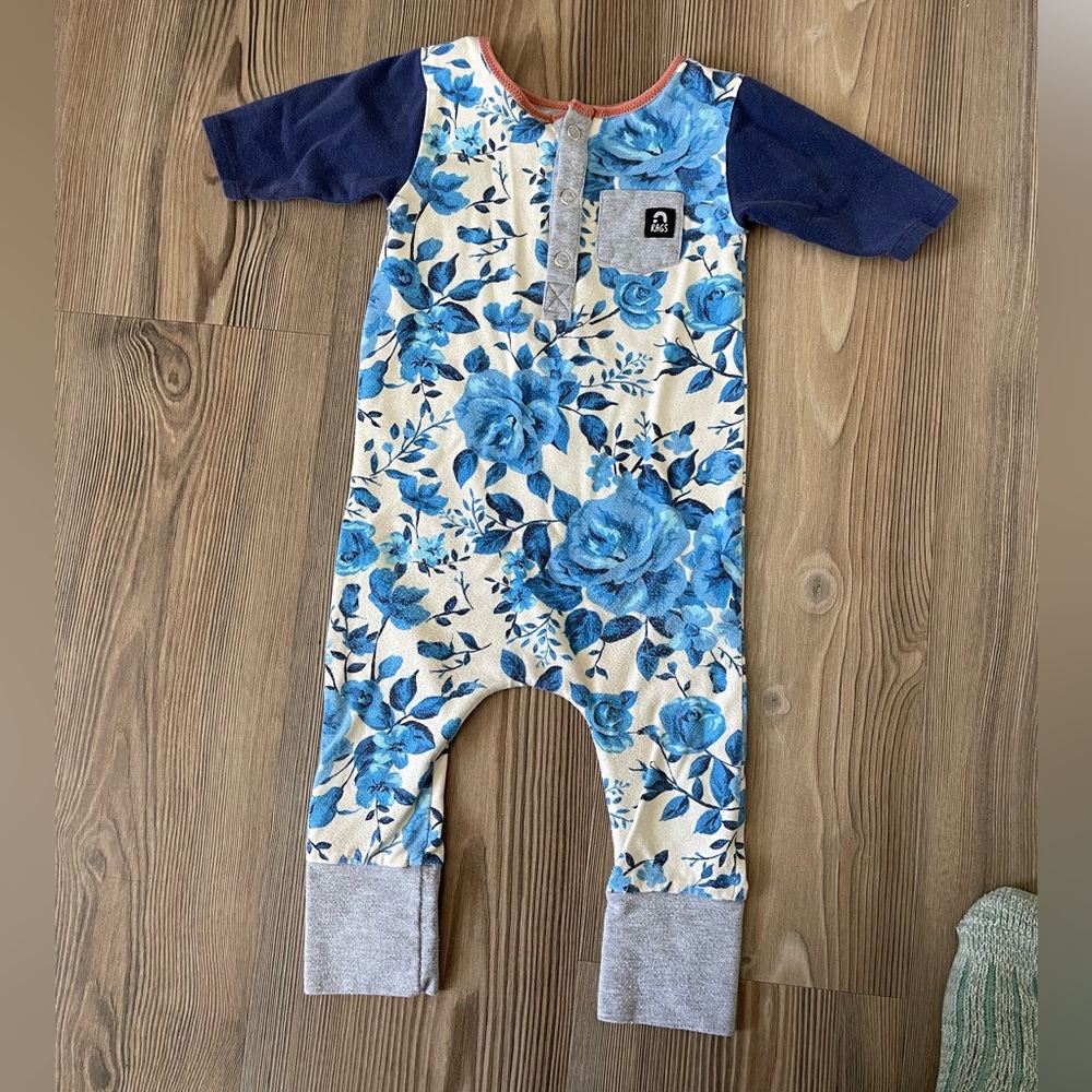 RAGS Floral Blue and Gray Kids Bodysuit